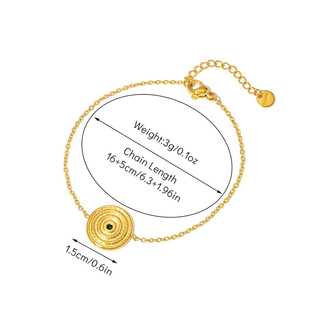 Retro Palace Style 18K Gold-Plated Titanium Steel Bracelet with Emerald Natural Stone for Women