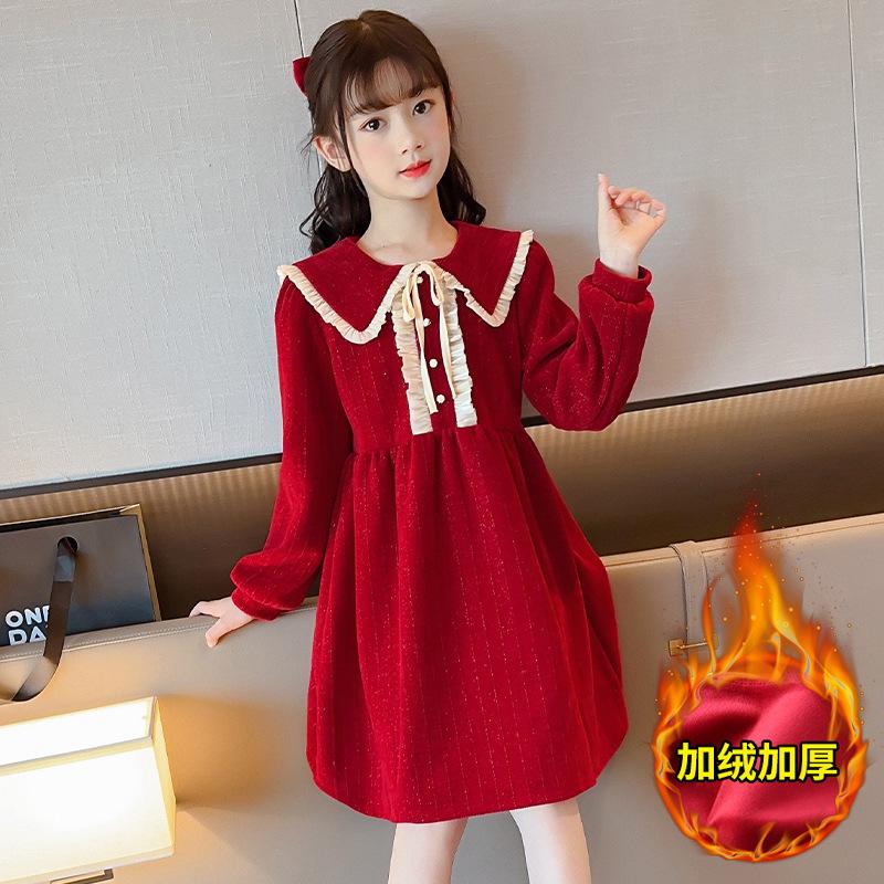 Girls Red Princess Dress for Christmas and New Year Holidays 120