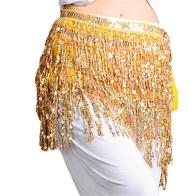 Women Club Mini Skirts Sequin Belly Dancer Costume Tassel Wrap Skirt