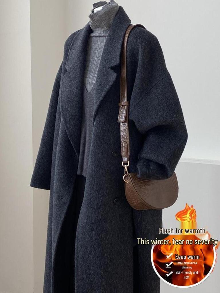 Petite-Friendly Hepburn Style Wool Coat - Mid-Length Women's Overcoat for Autumn/Winter 2025, New Korean Style