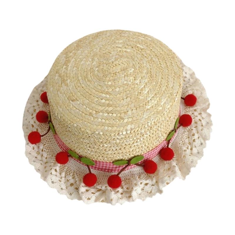 

Стильная плетеная соломенная шляпа для женщин и мужчин, летняя, для активного отдыха на природе, с украшением в виде вишен, для пляжного отдыха 1