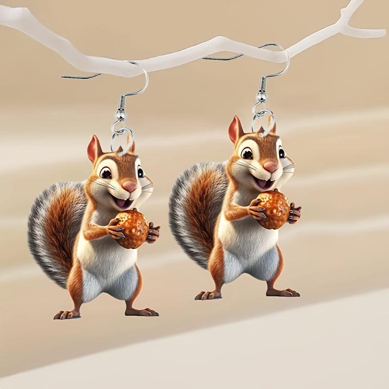 Acrylic Squirrel & Acorn Earrings: Perfect for Christmas or Daily Wear for Women