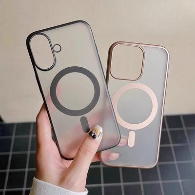 Applicable To IPhone16 Matte Magnetic Suction Phone Case Excimer Apple 15 ProMax Skin Feeling 14 Drop Protection Case