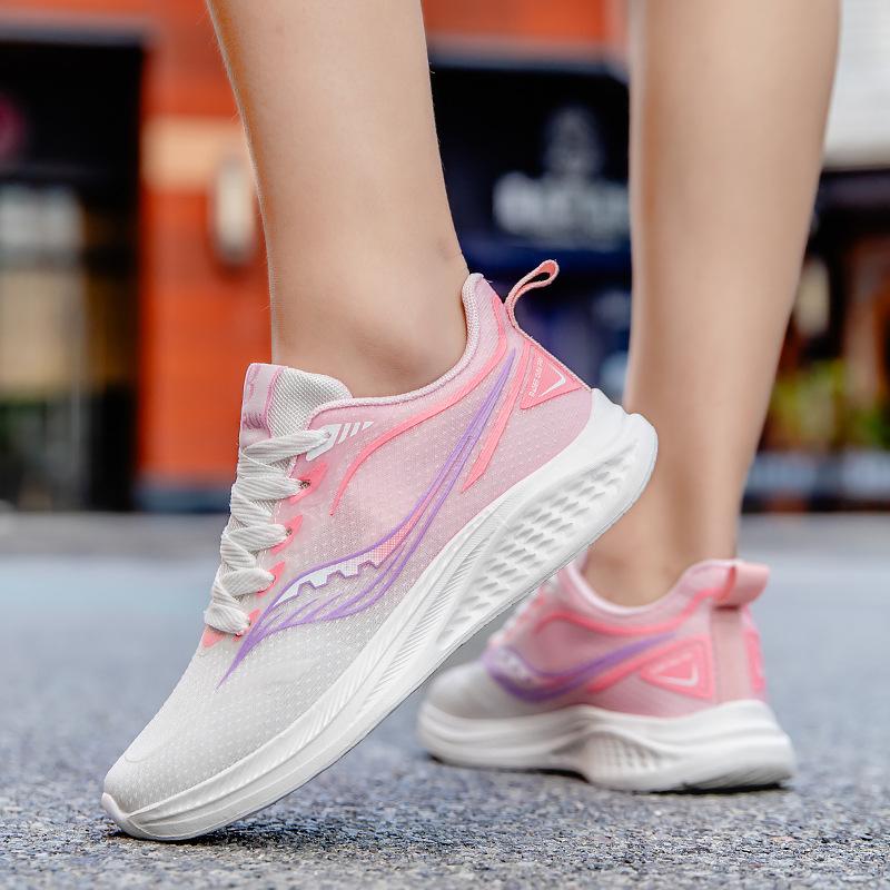 2025 Summer New Women's Shoes Mesh Breathable Versatile Casual Shoes Fashion Sports Running Shoes Flying Woven Printed Shoes