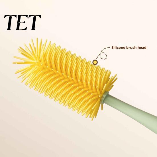 Deep Cleaning Brush 5 in 1 Silicone Cup with Long Handle, Multifunctional Detailed Corner Cleaner Brush, Non-slip Reusable for Baby Bottles Water Cups