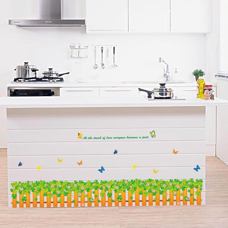 Clover Fence Design Skirting Board Wall Sticker for Bedroom Living Room Corner Entrance TV Glass Window Home Decoration
