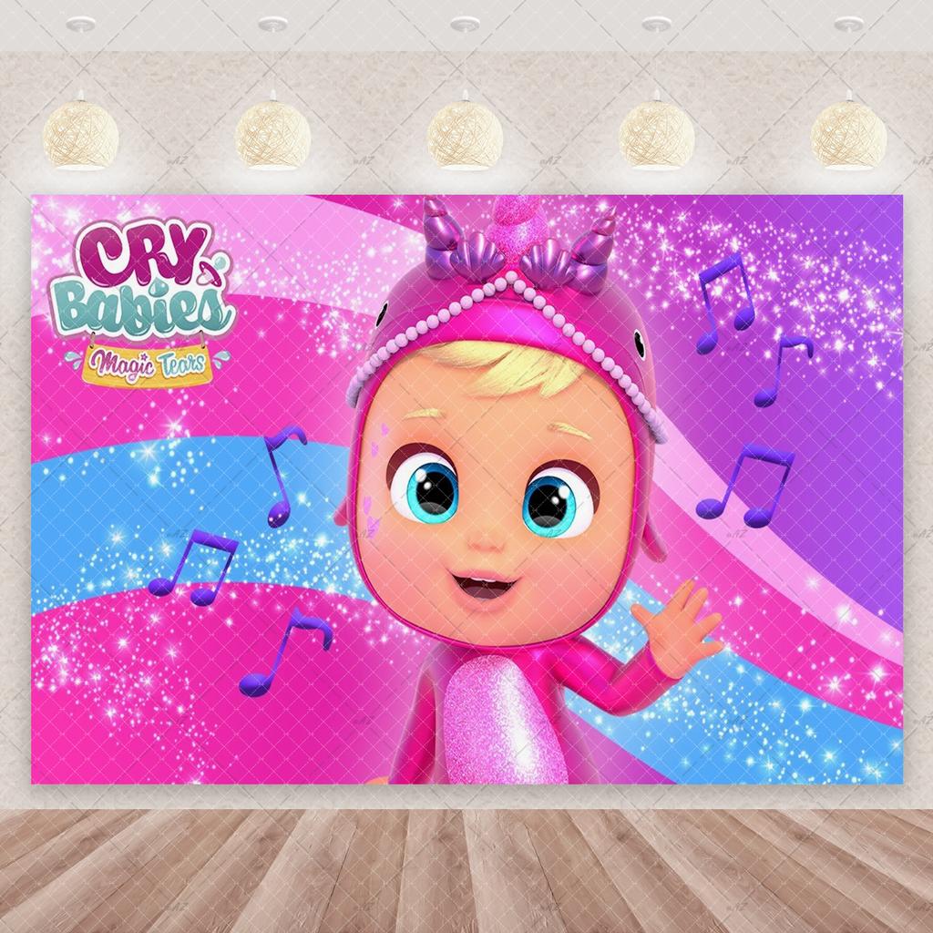 Cartoon Cute Cry Babiesed Birthday Party Decorations Lovely Blind Box Doll Backdrop Baby Shower Supplies Child Room Wall Hanging