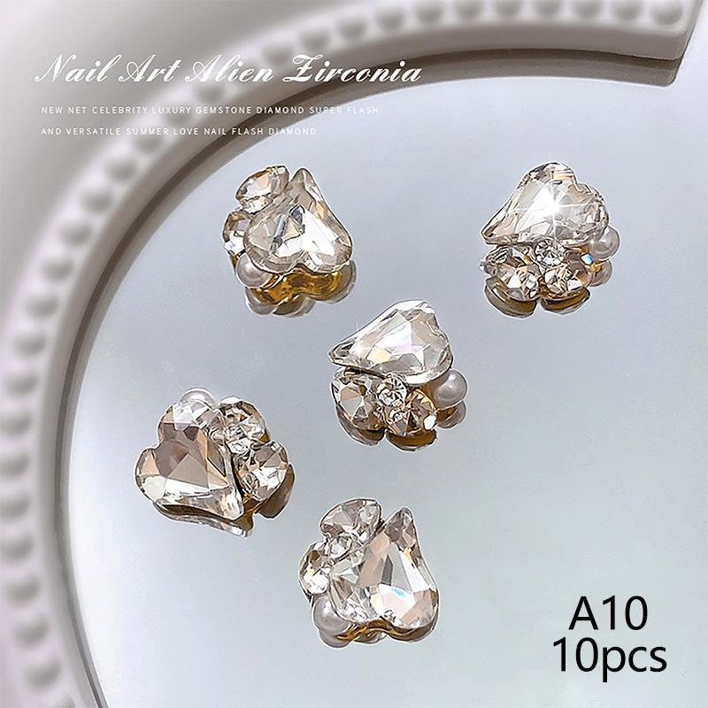 10Pcs/lot Nail Charms Jewelry Luxury Nail Parts Gems Stones Crystal Rhinestones Nail Art Decoration Accessories