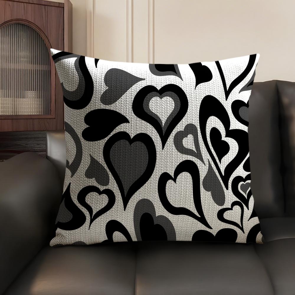 Fashion Love Heart Cushion Cover Natural Linen Organic Fabric DoubleSided Printing Sofa Home Decor Breathable Environmentally