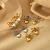 Simple Exquisite Gold Plated Heart-Shaped Pendant Earrings Stainless Steel Bowknot Stud Earrings Suitable For Daily Wearing