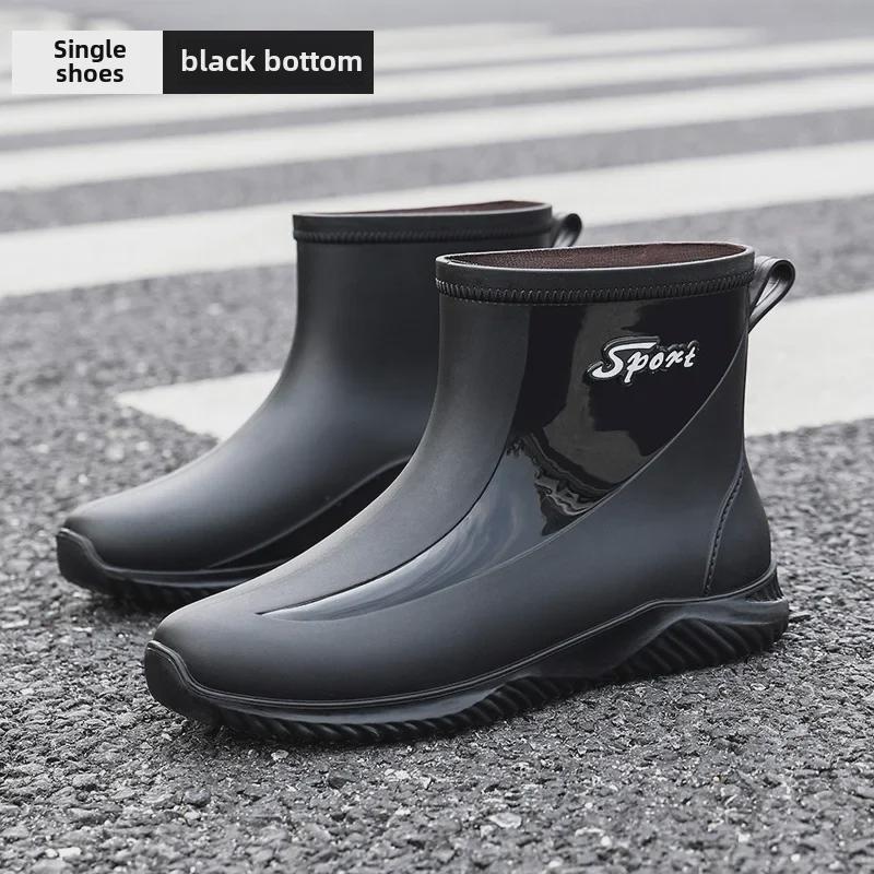 Herren Rutschfeste Wasserdichte Gummistiefel - Modische Mid-Tube Stiefel für Angeln, Küche und Arbeit mit Samtfutter