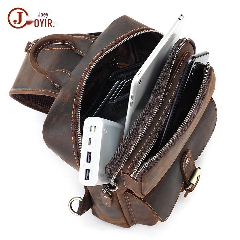 Men's Retro Genuine Leather Crossbody Chest Bag