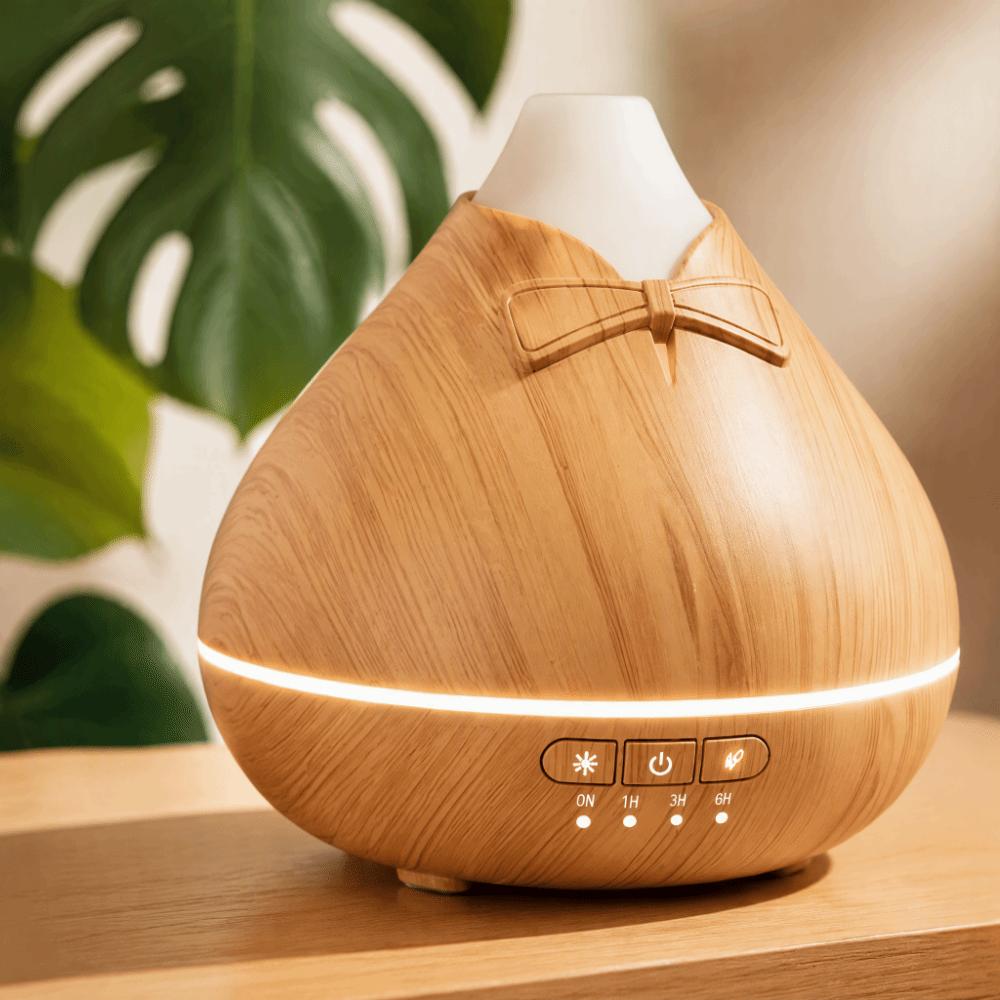 Wood Grain Cool Mist Humidifier Quiet Essential Oil Scent Machine Home Use