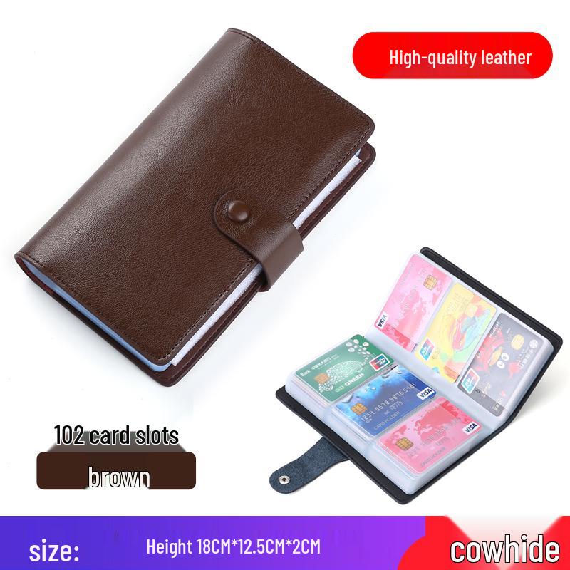 Dames Stijlvolle Kaarthouder van Rundleer met Meerdere Vakken voor Zakelijke Kaarten, Creditcards en Rijbewijs