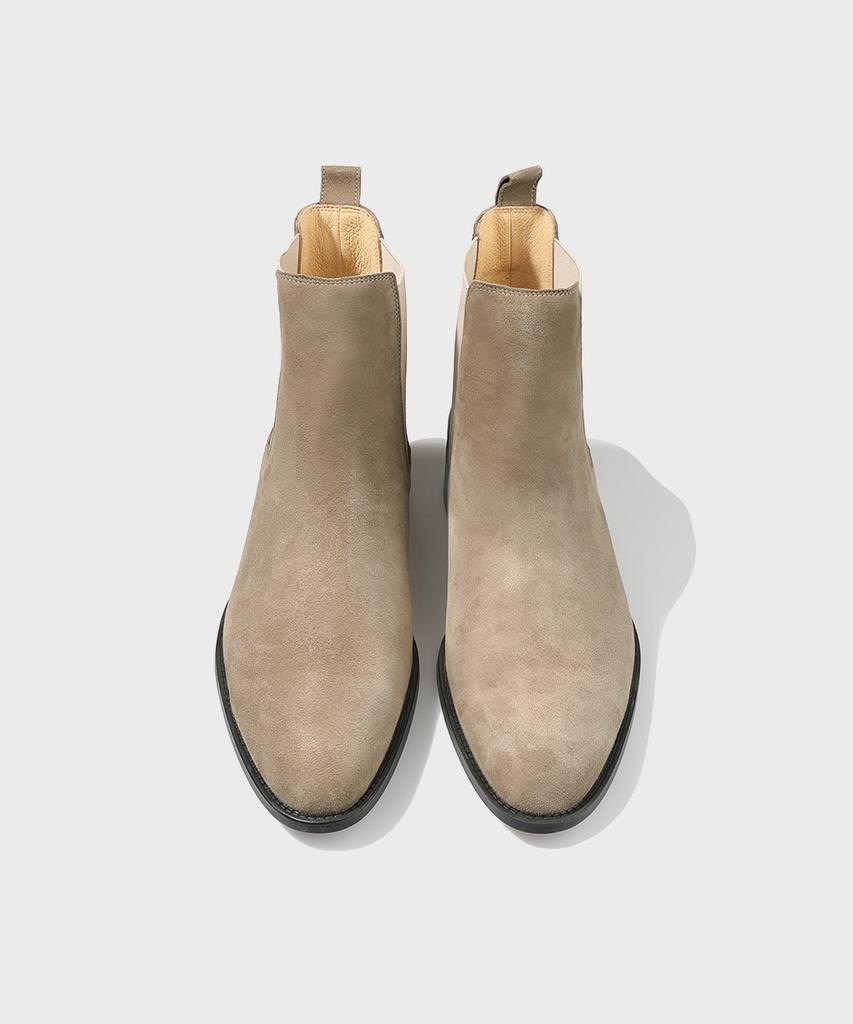 Firenze Atelier Slimline Black Sole Suede Chelsea Boots 3332-Qs [Ash Beige]