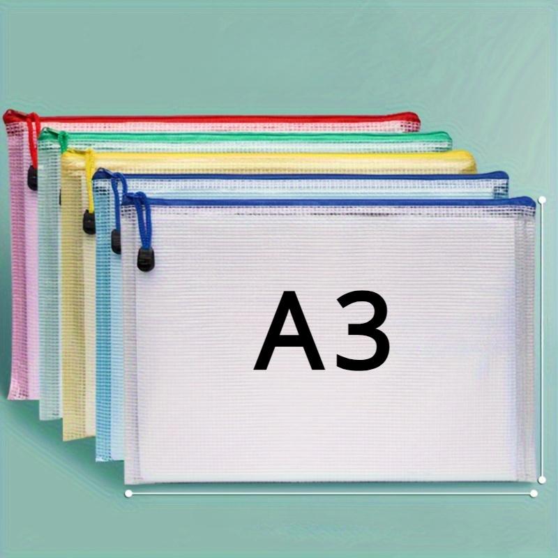 Cartelline Portadocumenti in Plastica Formato A3 - 5 Pezzi Sacchetti con Chiusura a Zip Cartelline Documenti con Cerniera per Materiale Scolastico e d'Ufficio