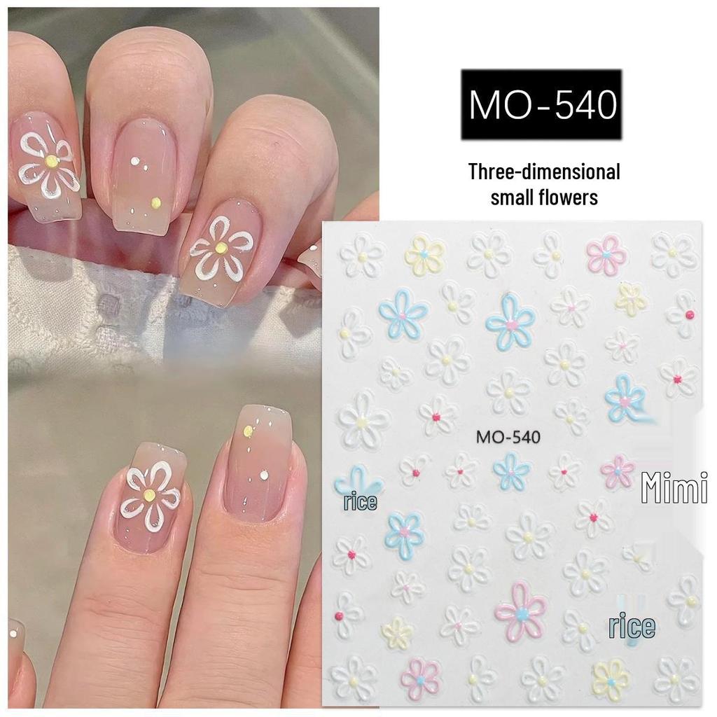 3D-geprägte Eisblumen-Nagelsticker - Süßes, bonbonfarbenes Jelly-Fünfblatt-Design