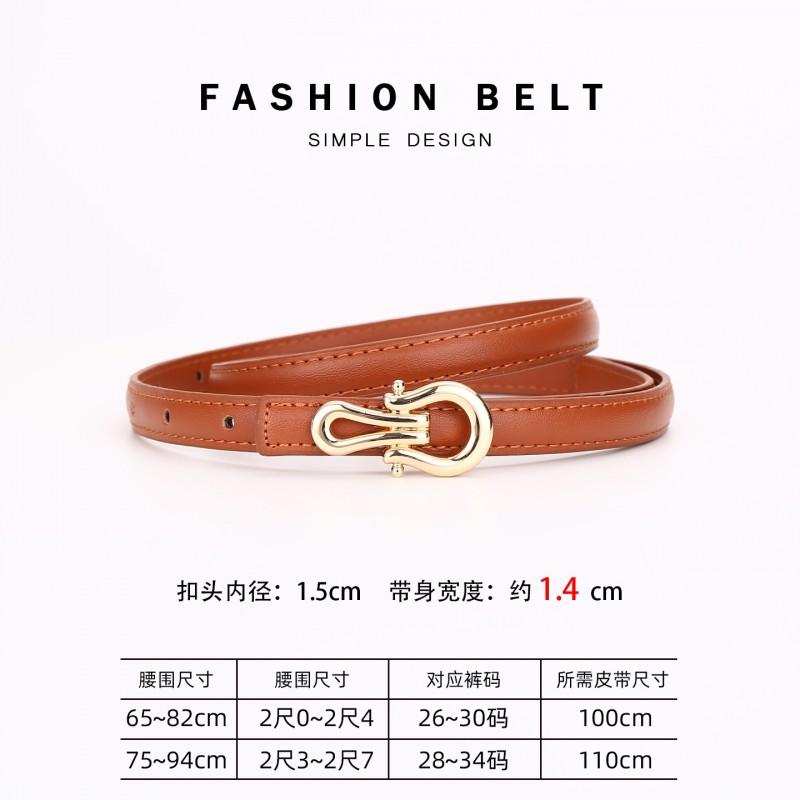 Womens Genuine Leather Thin Belt With Zinc Alloy Buckle Fashion Minimalist Waistband Dresses Pants Casual Office Wear