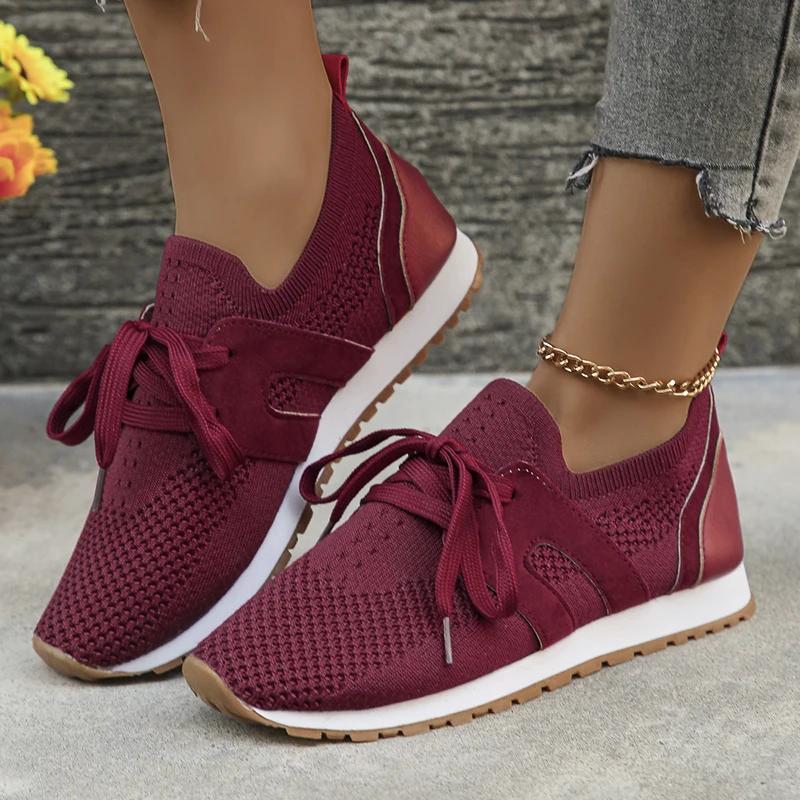 Tênis de Tricô Leves para Mulheres Respiráveis Slip On para Caminhada Corrida Mulher Tamanho Grande 43 Antiderrapante Casual Sapatos Esportivos