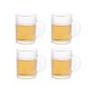 Conjunto de 4 Copos Transparentes para Bebidas de 330ml para Uso Doméstico, Copo de Vidro Listrado Vertical para Cerveja de Trigo, Caneca Resistente ao Calor para Água com Alça