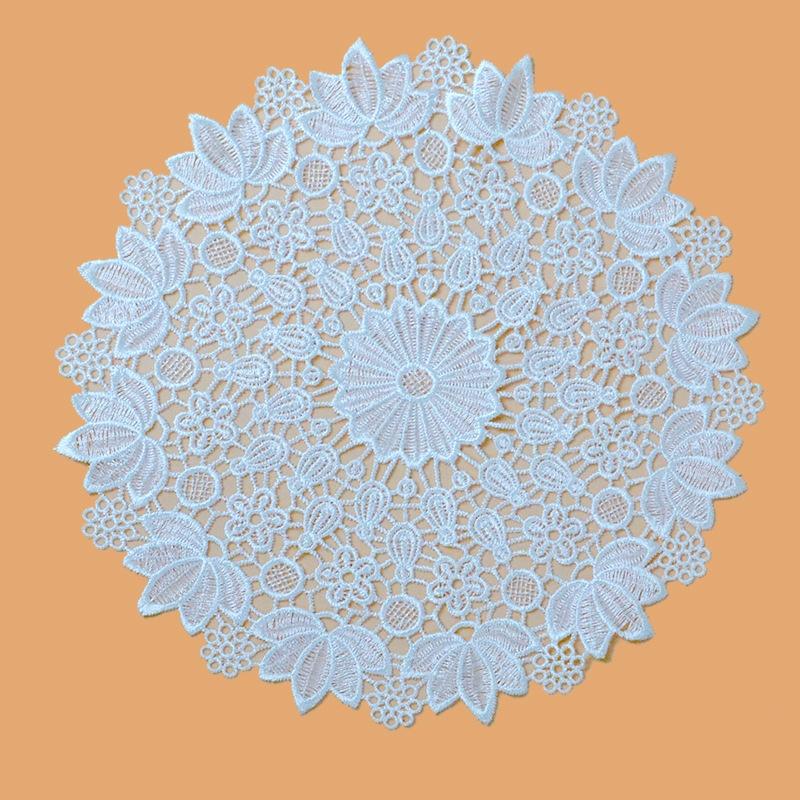 20cm Cotton Crochet Table Placemat French Embroidered Lace Coaster Cloth Coffee Mug Dining Mat Pad Wedding Banquet Home Decor