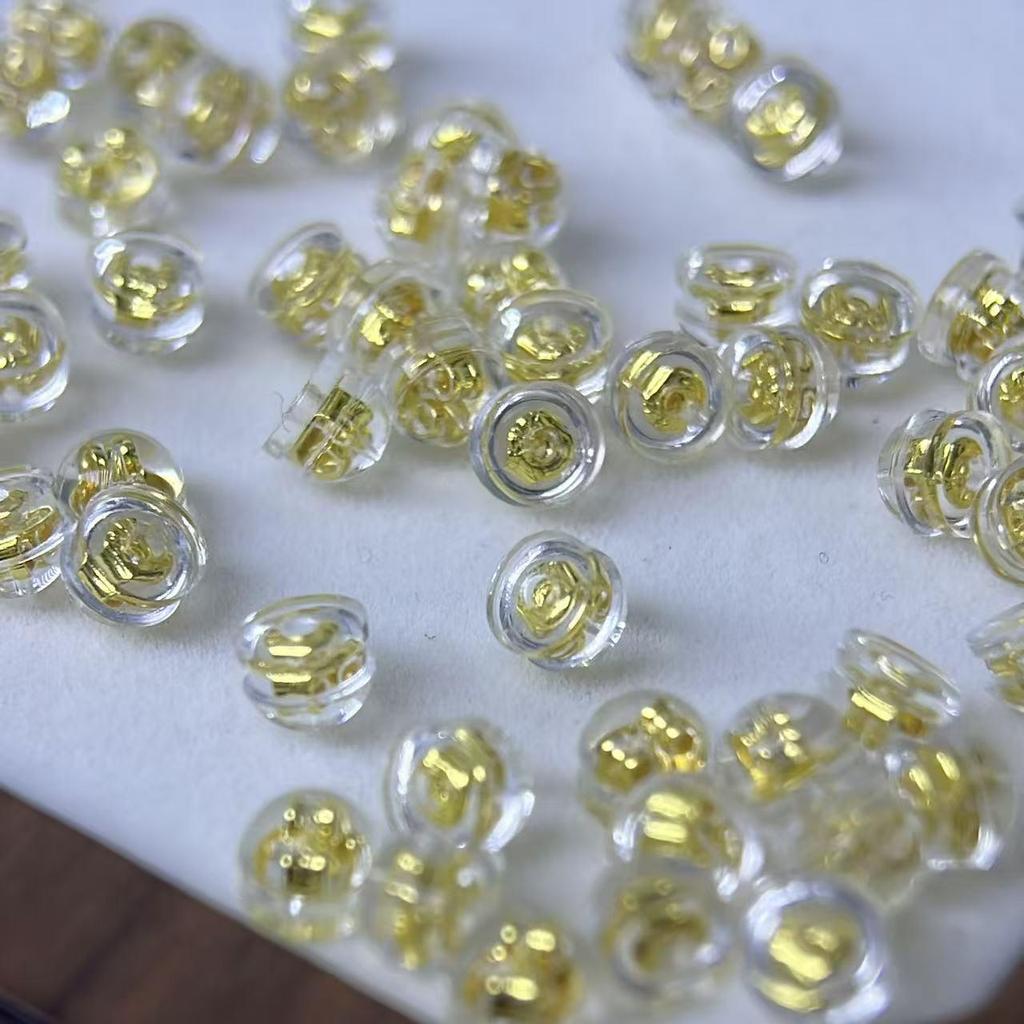 High-Quality Transparent Silicone Ear Backs with 18K Gold Plated Silver for Earrings