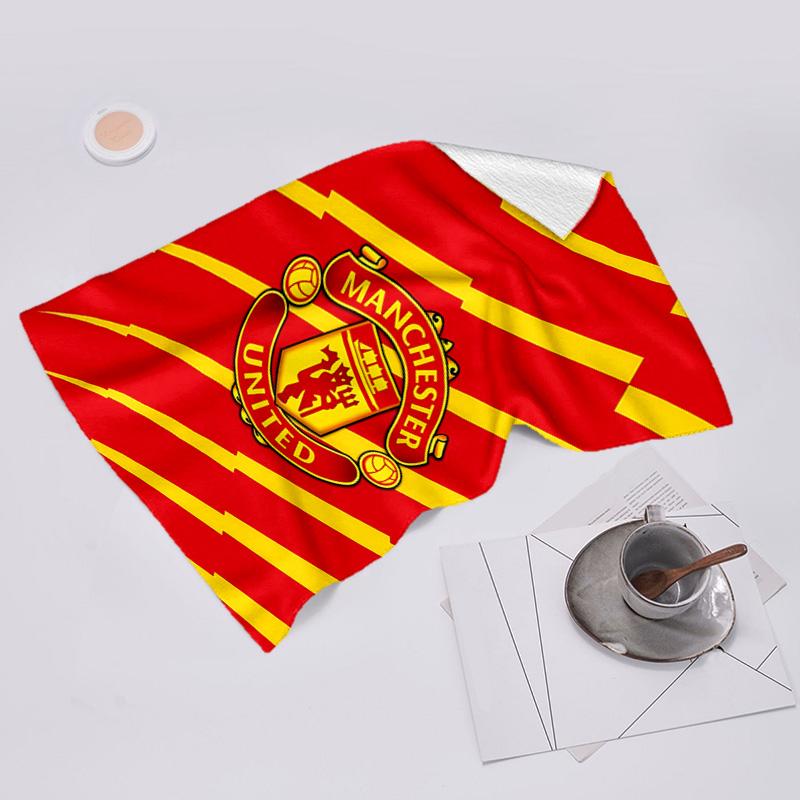 proof beach towel with Manchester United FC logo pattern - soft,absorbent,quick-drying,machine washable - perfect for swimming,camping,bathing