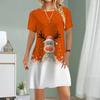 Women Casual Dress Summer Snowman Print Dresses For Women O-neck Short Sleeve Dress Plus Size