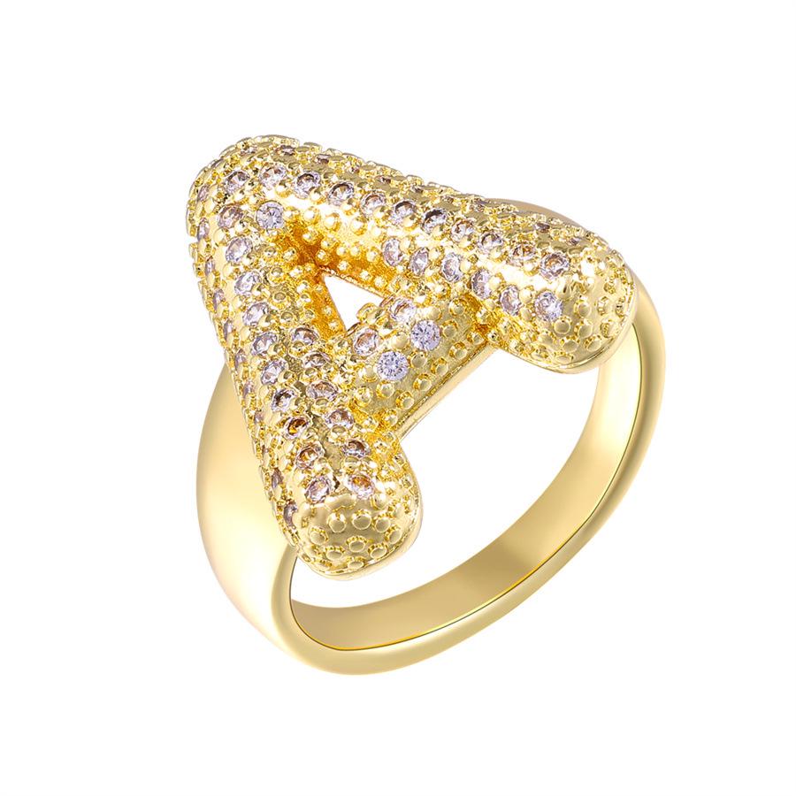 Zirkon Kupfer Mikro-Eingefasst 26-Buchstaben Offener Ring - Europäischer & Amerikanischer Weihnachtsschmuck