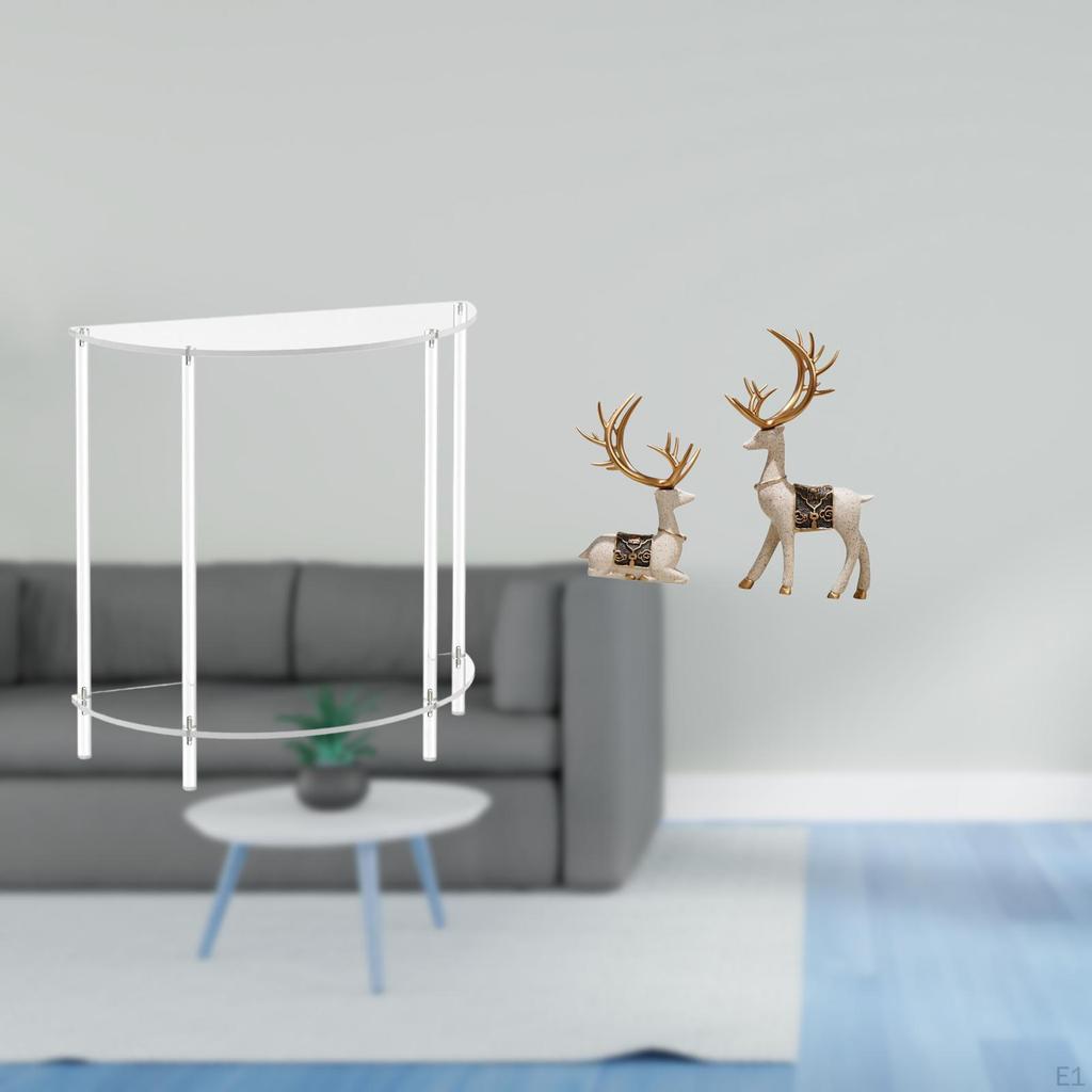 Acrylic Side Table for Small Space with Reindeer Statue Sitting Standing Deer Figurines Ornaments