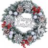 Christmas Decorations Set: LED String Lights Red Poinsettia Flowers Wreath Door Hanging Home Festive Interior