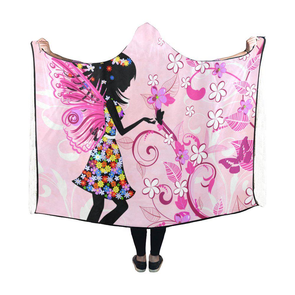 Buy Hooded Blanket Lovely Girl with Wings Flowers Wearable Blanket