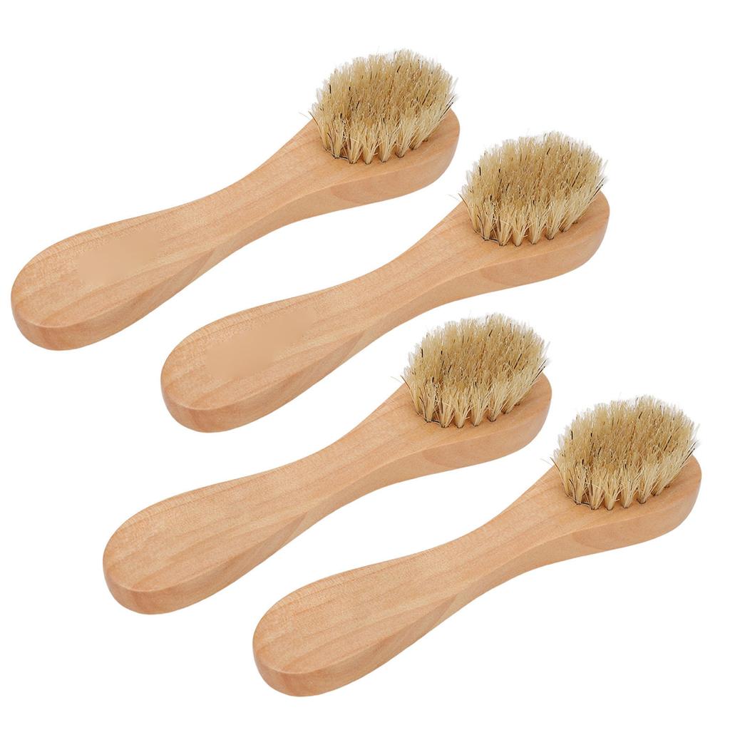4 szt. Zestaw szczoteczek do złuszczania twarzy Przenośny drewniany uchwyt Miękkie włosie Szczoteczka do masażu i oczyszczania twarzy