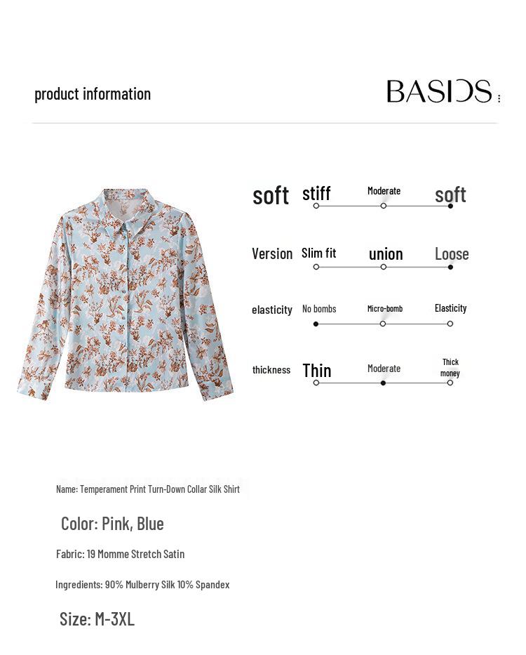 2025 Women's Printed Mulberry Silk Shirt: Slim Fit, Fashionable Real Silk Top for Spring & Autumn
