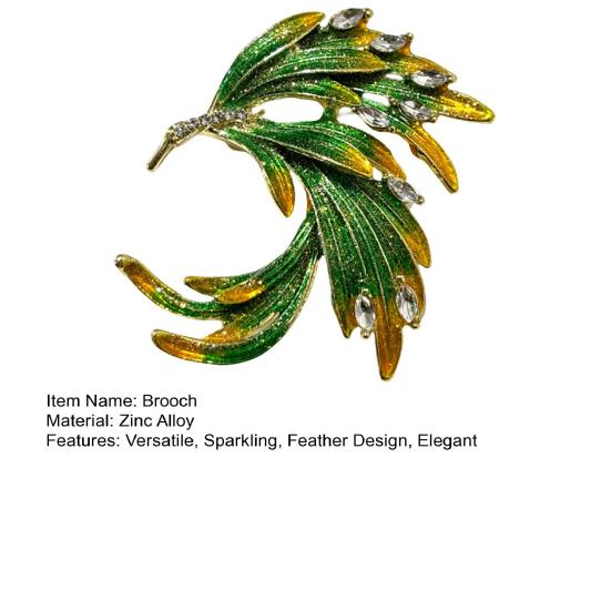 Feather Brooch Rhinestone Lapel Pin Elegant Glittery Feather Brooch Pin for Women Shirts Coats Outfit Accessory