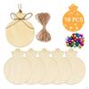 10Pcs Unpainted Wooden Shapes Baubles Embellishment for Crafts