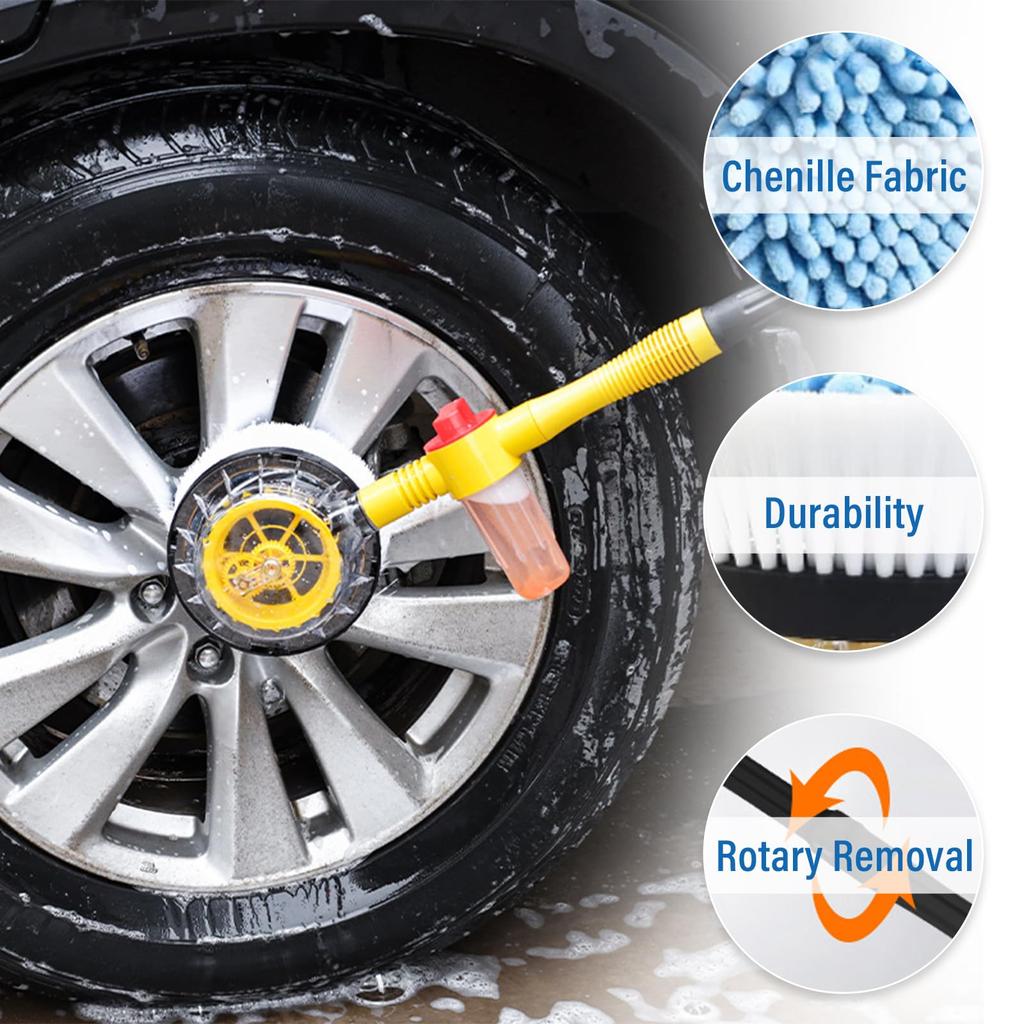 Car Rotating Water Brush Car High-Pressure Water Gun Foam Brush 360-Degree Automatic Rotation Adjustable Immersion Washing Brush