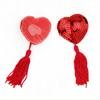 Guillotine Heart Sequin Nipple Pasties with Tassels - Adult Erotic Accessory