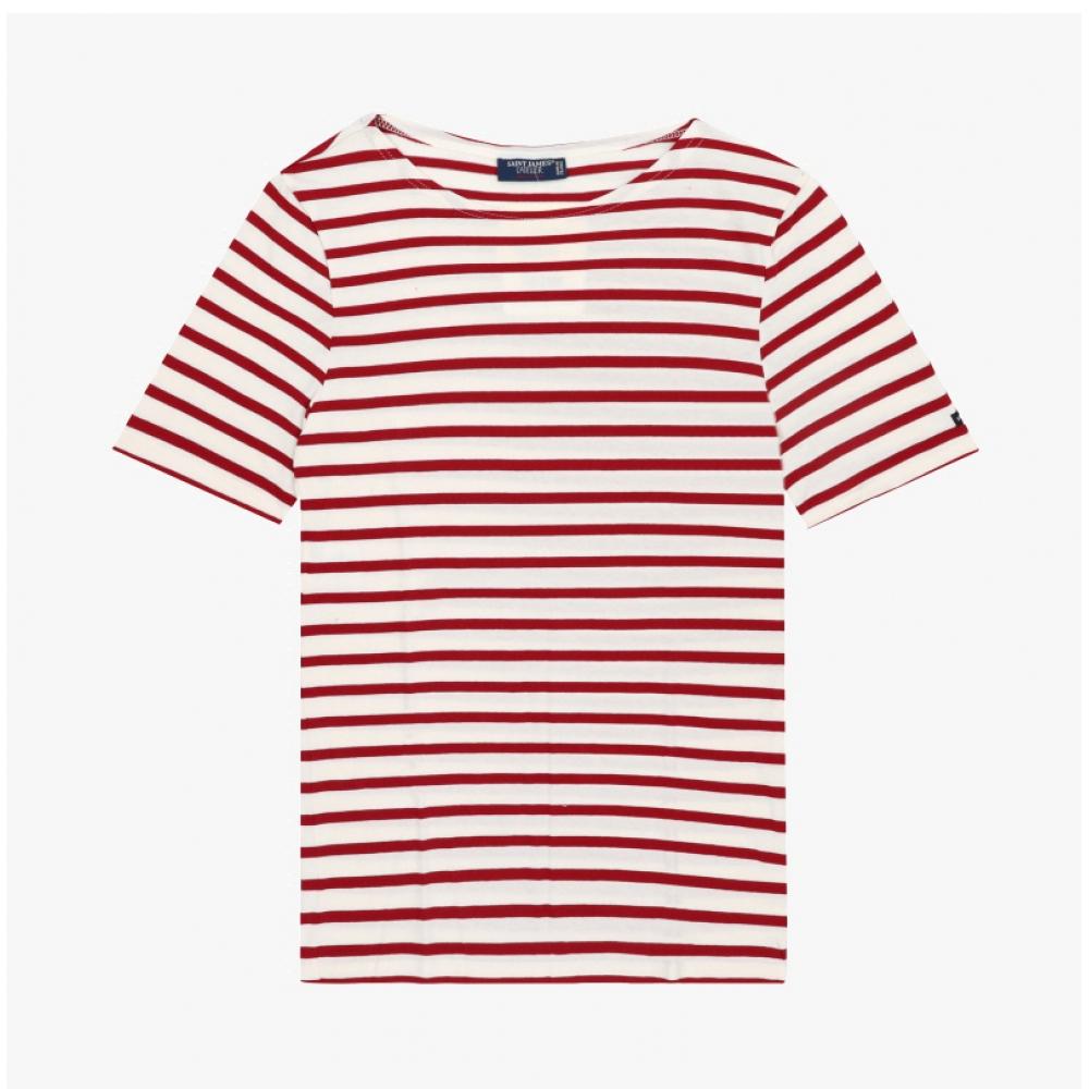 SainT James Unisex ShorT Sleeve T shirT Modern sTripe 9863 Ecru Persan