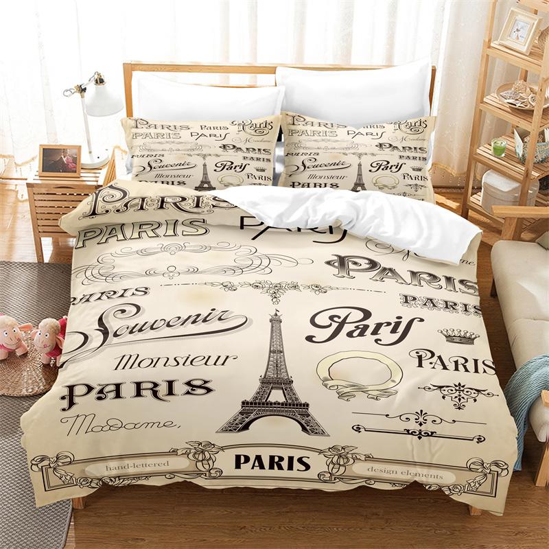 Bettwäsche-Set mit Eiffelturm-Motiv, Mädchen-Bettbezug, modisches und wunderschönes Kinderbettwäsche-Set, Paar-Bettwäsche-Set