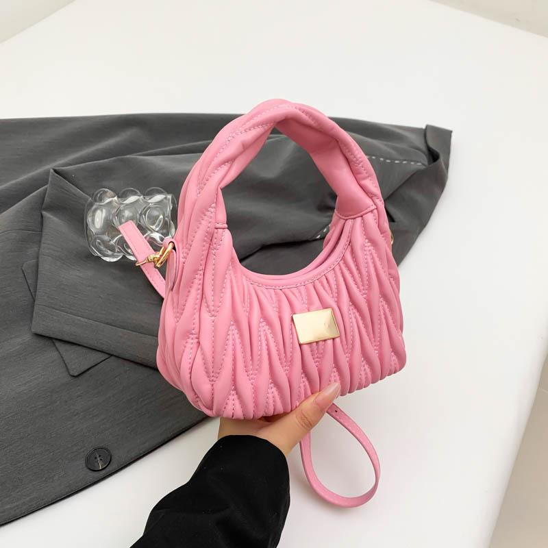 

Stylish Pu Leather Pleated Handbag For Women In Trendy Fall Colors For Casual Use розовый