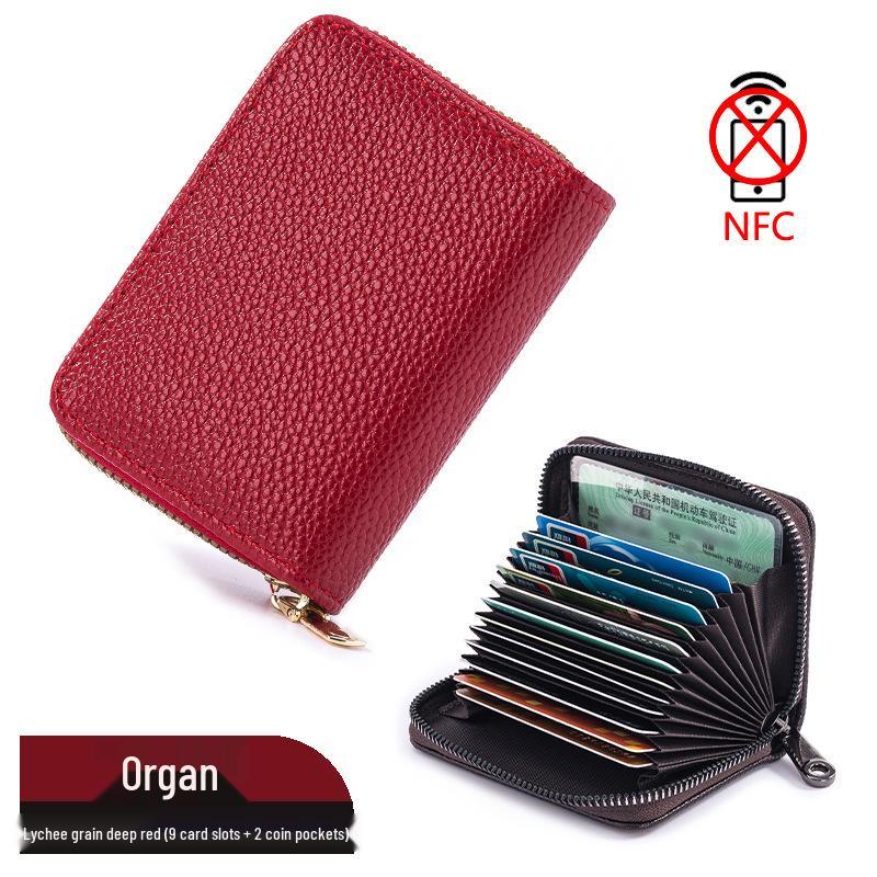 

2022 High-End Genuine Leather ID Card Holder, Anti-Demagnetization, Large Capacity for Men & Women