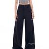 Autumn Black Wide-Leg High-Waist Pants for Plus Size Women