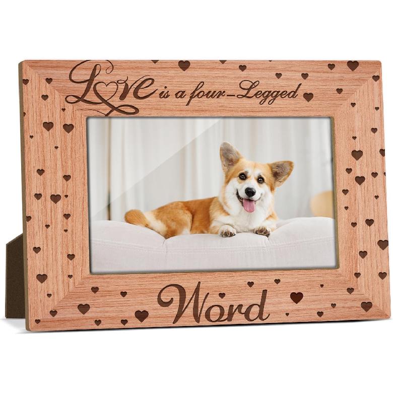 Pet Picture Frame, 4x6 Wood Photo Frame, Gift for Pet Lover Owner, Picture Photo Frames for Desk Decor, Memorial Cat Dog Keepsake -52