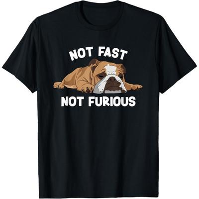 English Bulldog Sleeping Not Fast Not Furious Funny Slogan T-Shirt