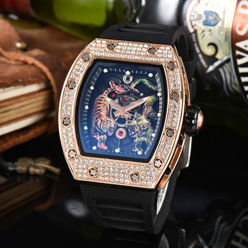 Electroplated Color Literal Quartz Watch, Versatile Trend Men's and Women's Watches, Wine Barrel-shaped Full Diamond