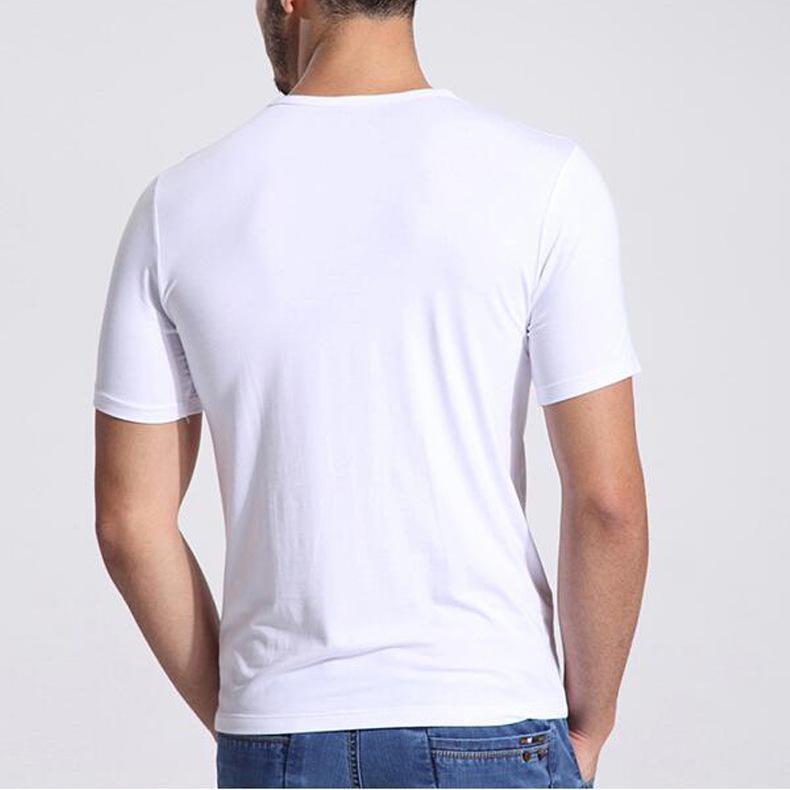 Korean Style Men's Bamboo Fiber Modal T-Shirt - Solid Color, Round Neck, Half Sleeve