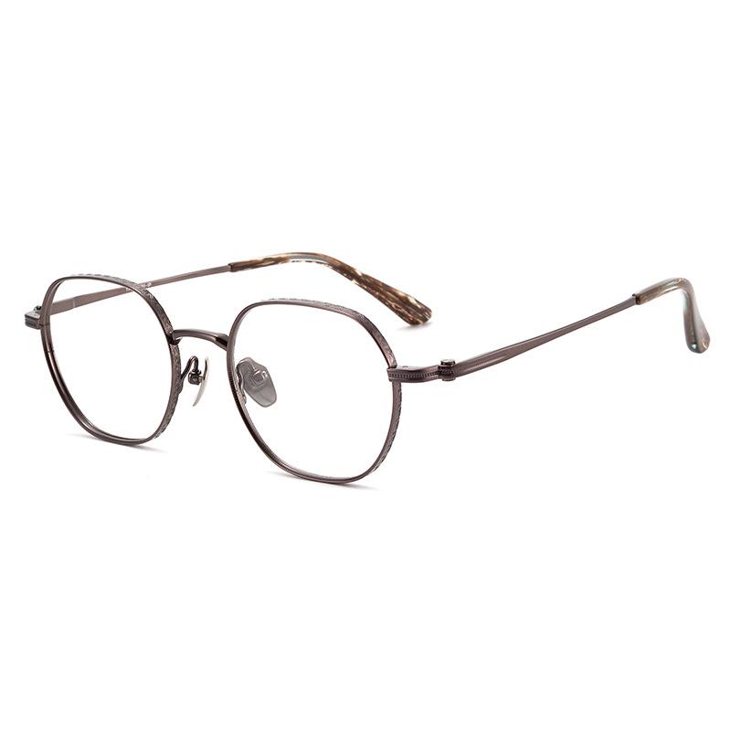 Retro Japanese Titanium Small Frame Myopia Glasses: High-Prescription, Polygonal, Wide Rim for Small Faces