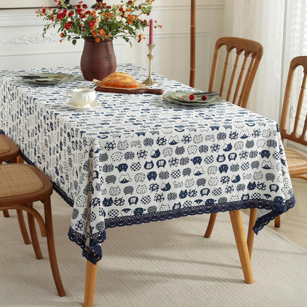 Cotton and Linen Tablecloths, Spring and Summer Green Leaves, Fresh Fabric Decorations, Dust-proof and Stain Proof Tea Table Cloths