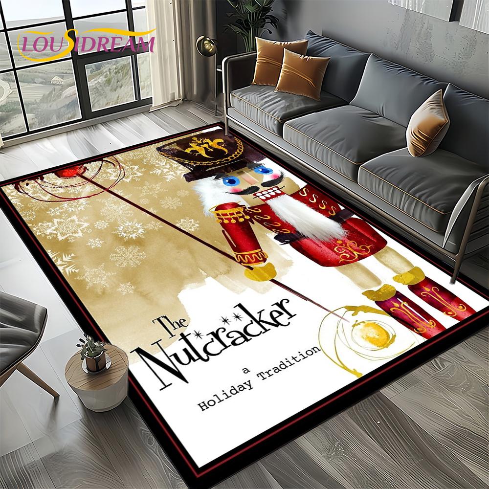 Christmas Tree New Year Nutcracker Cartoon Fairy Tales Carpet Rug for Living Room Bedroom Home Sofa Decoration,Kids Floor Mat